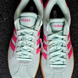 Adidas Women's Mint Green and Pink Sneakers